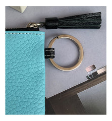 Cute Orange Leather Small Change Wallet Women Keychain with Wallet Zipper Coin Wallet For Women