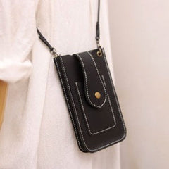 Cute Brown LEATHER Slim Side Bags Pouch Phone WOMEN SHOULDER BAG Phone Crossbody Pouch FOR WOMEN