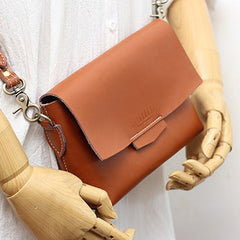 Cute LEATHER Small Side Bag Brown WOMEN SHOULDER BAG Small Handmade Crossbody Purse FOR WOMEN
