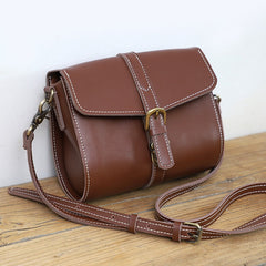 Cute LEATHER Small Side Bag Brown WOMEN SHOULDER BAG Small Crossbody Purse FOR WOMEN