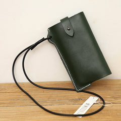 Cute Leather Phone Case Green Women Phone Bag with Lanyard Slim Phone Shoulder Purse FOR WOMEN