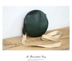 Cute Round LEATHER Small Side Bag Brown WOMEN Circle SHOULDER BAG Small Crossbody Purse FOR WOMEN