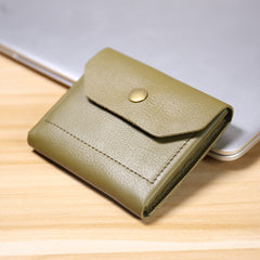 Cute Women Tan Leather Billfold Card Wallet Coin Wallets Mini Change Wallets For Women