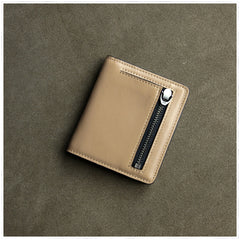 Cute Women Coffee Leather Small Bifold Wallet Billfold Wallet with Coin Pocket For Women