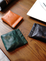 Cute Women Black Leather Change Wallet Slim Coin Wallets Headphone Case Cord Organizer For Women