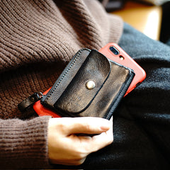 Cute Women Tan Zip Leather Billfold Wallet Minimalist Zip Coin Wallet Change Wallet For Women