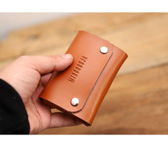 Cute Women Tan Leather Card Holders Coin Wallet Multi Card Wallet For Women