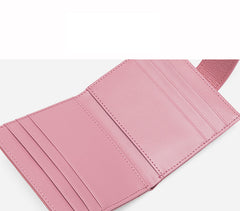 Cute Women Light Pink Leather Card Holder Small Card Wallet Card Holder Small Wallet Credit Card Holder For Women