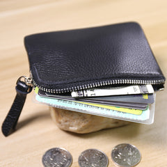 Cute Women Leather Mini Zip Coin Wallet Navy Coin Wallets Small Slim Zip Change Wallet For Women