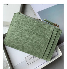 Cute Women Gray Leather Slim Keychain with Card Wallet Card Holder Wallet Change Wallet For Women