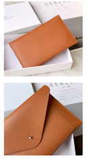Cute Women White Leather Envelope Clutch Wallet White Slim Large Long Travel Wallet For Women