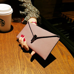 Cute Womens Purple Leather Envelope Wallet Slim Clutch Purse Checkbook Long Wallet for Women