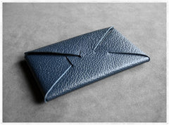 Cute Womens Dark Blue Leather Envelope Wallet Slim Clutch Purse Checkbook Long Wallet for Women