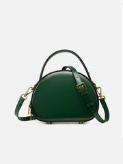 Cute Womens Green Leather Half Round Crossbody Purse Handbag Round Green Shoulder Bag for Women