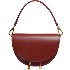 Cute Womens Khaki Leather Saddle Round Handbag Shoulder Bag Round Crossbody Purse for Women