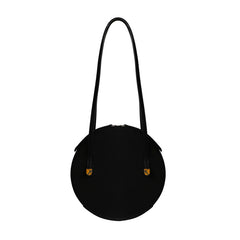 Cute Womens Black Leather Round Side Purse Round Black Shoulder Bag for Women