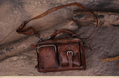 Vintage WOmens Leather Small Satchel Shoulder Bag Brown Womens Leather Handbag for Ladies