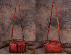 Vintage WOmens Leather Small Satchel Shoulder Bag Brown Womens Leather Handbag for Ladies
