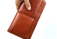 Leather men clutch coffee modern brown zip clutch men long wallet purse clutch