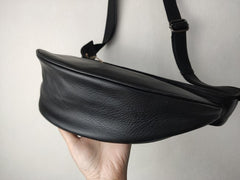 Fashion Women Black Leather Saddle Shoulder Bag Sling Bag Black Sling Pack Purse For Women