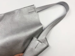 Fashion Womens Silver Leather Vertical Tote Bag Silver Shoulder Tote Bags Handbag Tote For Women