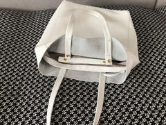 Fashion Womens White Leather Oversize Tote Bag White Shoulder Tote Bag Handbag Tote For Women