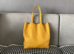 Fashion Womens Orange Leather Vertical Tote Bags Orange Shoulder Tote Bags Orange Handbags Tote For Women