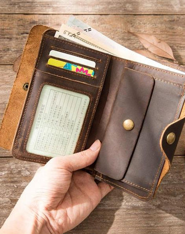 Vintage Slim long Wallets Leather Mens Coffee Wallet Long Wallet for Men