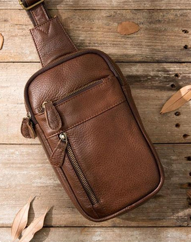 Vintage Leather Mens Sling Bag Sling Shoulder Bag Sling Backpack for men