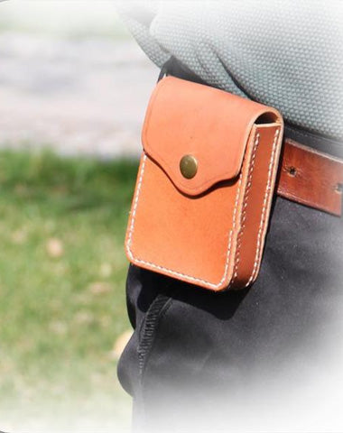 Cool Leather Mens Cigarette Case with Belt Loop Cigarette Holder for Men