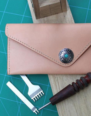 Handmade Leather Mens Envelope Long Wallet Cool Long Wallet for Men