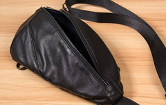 Leather Black Mens Cool Sling Bag Crossbody Bag Chest Bag for men
