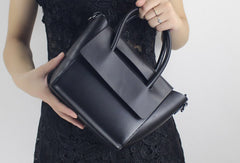 Genuine Leather handbad shoulder bag blue black for women leather shopper bag