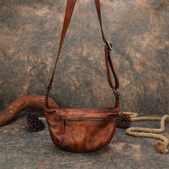 Brown Leather Womens Saddle Shoulder Bags Saddle Vintage Crossbody Purse for Women