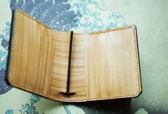 Handmade men wallet vintage hand carved prajna ghost leather billfold wallet for men