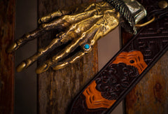 Handmade god hand  Custom personalized gift Leather tooled men brown belt