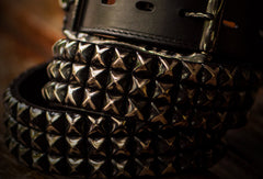 Handmade Custom personalized punk rivet Leather men White black belt