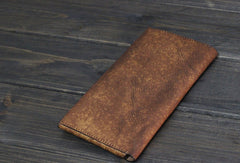 Handmade Men long leather wallet clutch men envelop vintage gray multi cards wallet for him