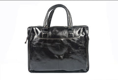 Cool Black Leather mens Briefcases Shoulder Laptop Briefcase Shoulder bag