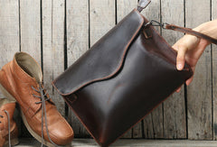 Coffee Leather large wristlet wallet leather men Shoulder Bag  for men