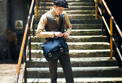 Handmade leather mens Briefcases messenger bagshoulder vintage laptop bag