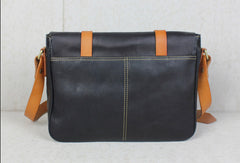 Handmade leather men Briefcase messenger black shoulder bag vintage bag for him
