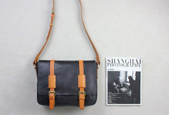 Handmade leather men Briefcase messenger black shoulder bag vintage bag for him