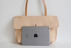 Handmade Leather handbag shoulder bag beige for women leather shoulder bag