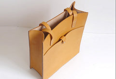 Handmade Leather handbag shoulder tote bag yellow red brown for women leather shopper bag