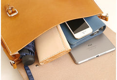 Handmade Leather satchel bag shoulder bag yellow Brown for women leather shoulder bag
