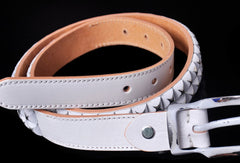 Handmade personalized Custom punk rivet Leather men White black belt
