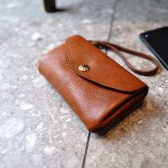 Handmade Tan Leather Wristlet Wallet Envelope Clutch Wallet Womens Ladies Phone Wristlet Wallets for Women