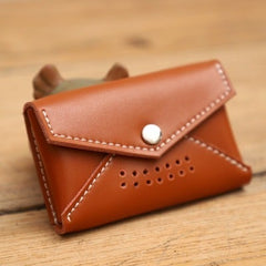Handmade Women Leather Card Holders Envelope Brown Card Holder Coin Wallet For Women