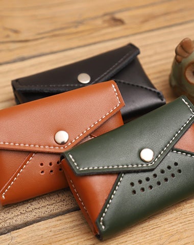 Handmade Women Leather Card Holders Envelope Card Holder Coin Wallet For Women